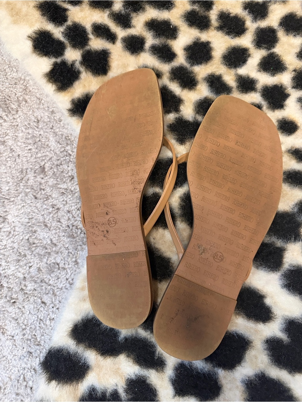 Classic Tan Square-Toe Flip Flop Sandals - Picture 3 of 3